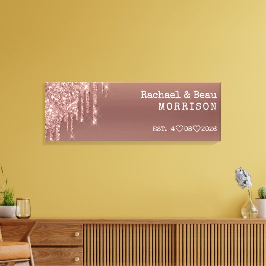 Toile Rose Parties scintillant or Drip Couple Mariage An (Insitu(Salon))