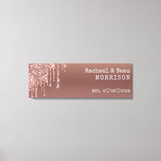 Toile Rose Parties scintillant or Drip Couple Mariage An (Recto)