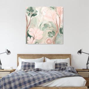 Toile Rose poudré et vert sauge (2) art IA