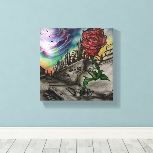 Toile rose qui est né du béton (Insitu (Plancher de Bois))