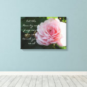 Toile Rose rose délicate avec citation (Insitu (Plancher de Bois))
