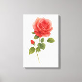 Toile Rose rouge Aquarelle mur | Décor cadeau et maison (Recto)