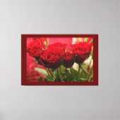 Toile Rose rouge avec Feuille rouge foncé Arrière - plan (Recto)