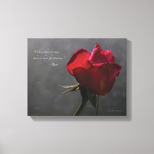 Toile Rose rouge, citation Rumi, 14" x 11" - PETITE (Recto)