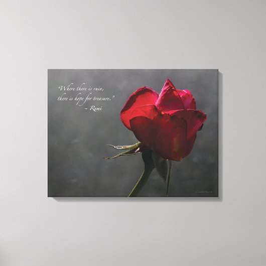 Toile Rose rouge, citation Rumi, 24" x 18" - MOYEN (Recto)