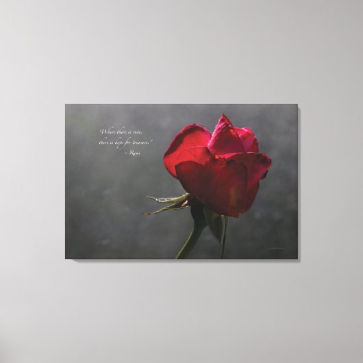 Toile Rose rouge, citation Rumi, 36" x 24" - GRAND (Recto)