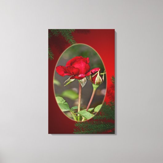 Toile Rose rouge et "Bud"dy - Noël (Recto)