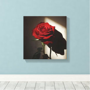 Toile Rose rouge ombragée - Dramatique Chiaroscuro Flora