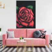 Toile Rose rouge sur fond noir (Insitu(Salon))