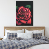 Toile Rose rouge sur fond noir (Insitu(Chambre))