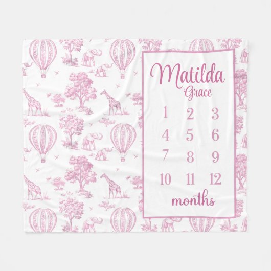 TOILE ROSE SAFARI Couverture en pierre, Baby Girl  (Devant (Horizontal))