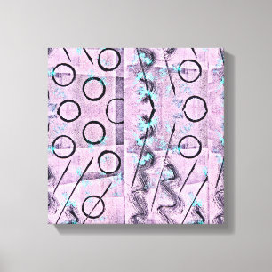 Toile Rose, Turquoise et Noir Abstrait
