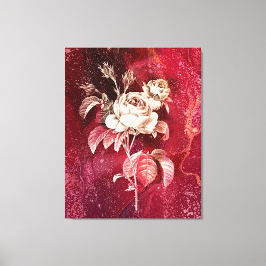 Toile ROSE UNIQUE sur fond rouge (Recto)