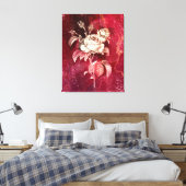Toile ROSE UNIQUE sur fond rouge (Insitu(Chambre))