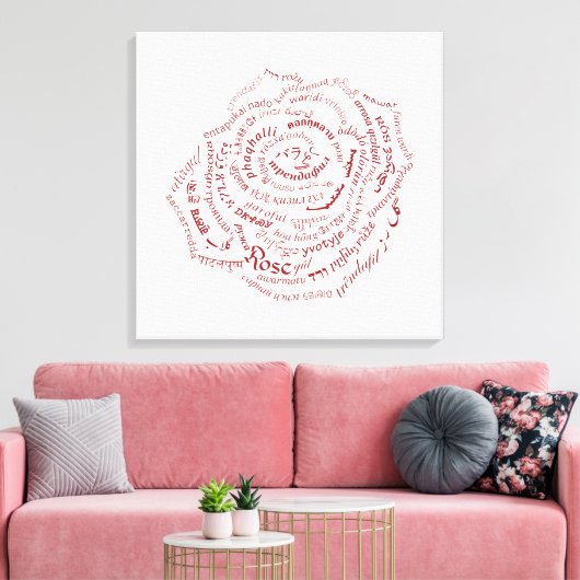 Toile Rose Word World Imprimer (Insitu(Salon))