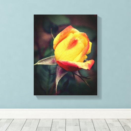 Toile Rosebud Jaune Avec Points Forts Rouges (Insitu (Plancher de Bois))