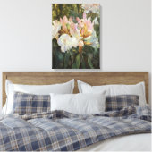 Toile Rosée et blanche Rhododendron Fond vert profond (Insitu(Chambre))