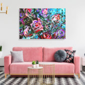 Toile roses Abstraits dans l'art rouge et turquoise (Insitu(Salon))