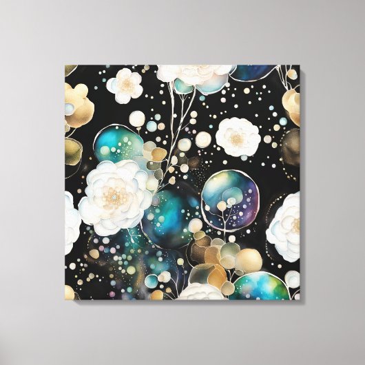 Toile Roses Blanches Et Abstrait De Bulle Iridescente (Recto)