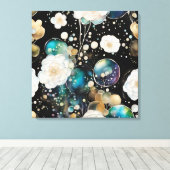 Toile Roses Blanches Et Abstrait De Bulle Iridescente (Insitu (Plancher de Bois))