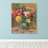 Toile Roses dans un vase vert par Pierre-Auguste Renoir (Insitu (Plancher de Bois))