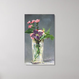 Toile Roses de Manet   et clématite dans un vase en