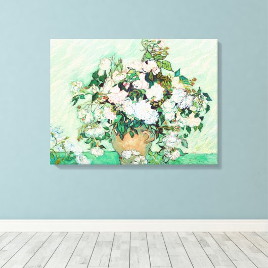 Toile Roses de Still Life dans un vase par Vincent van G (Insitu (Plancher de Bois))
