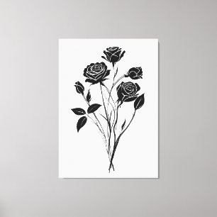 Toile Roses minimalistes d'encre Abstrait d'art floral e