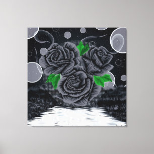 Toile Roses noires sous le ciel nocturne