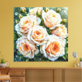 Toile Roses pêche pâle (Insitu(Salon))
