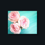Toile Roses roses<br><div class="desc">Roses roses sur turquoise</div>