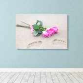 Toile roses roses et empreintes dans le sable (Insitu (Plancher de Bois))