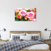 Toile Roses roses et papillon roses (Insitu(Chambre))