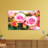 Toile Roses roses et papillon roses (Insitu(Salon))