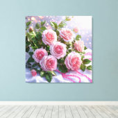 Toile Roses roses tendres (Insitu (Plancher de Bois))