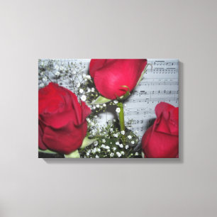 Toile Roses Rouges et Partition