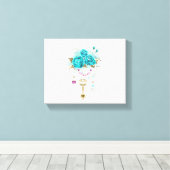 Toile Roses turquoise avec touches (Insitu (Plancher de Bois))