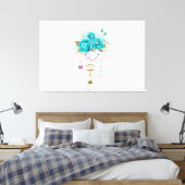 Toile Roses turquoise avec touches (Insitu(Chambre))