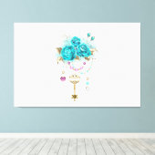 Toile Roses turquoise avec touches (Insitu (Plancher de Bois))
