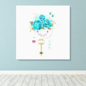 Toile Roses turquoise avec touches (Insitu (Plancher de Bois))