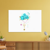 Toile Roses turquoise avec touches (Insitu(Salon))