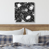 Toile Roses vintage Classy Elegant Noir et Blanc (Insitu(Chambre))