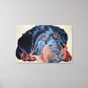 Toile Rottweiler Chiot Artistique Portrait pour Animaux