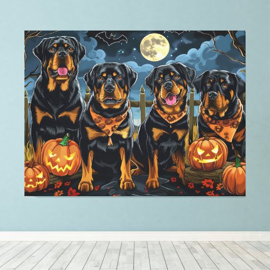Toile Rottweiler Halloween Éffrayant (Insitu (Plancher de Bois))