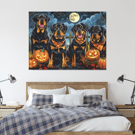 Toile Rottweiler Halloween Éffrayant (Insitu(Chambre))