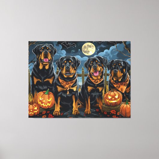 Toile Rottweiler Halloween Épouvantable (Recto)