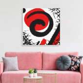 Toile Rouge, blanc et noir Abstrait moderne (Insitu(Salon))