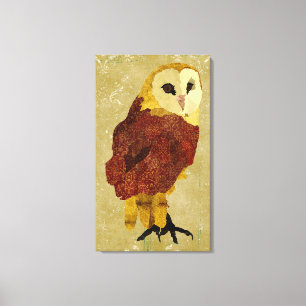 Toile rouge d'or de hibou