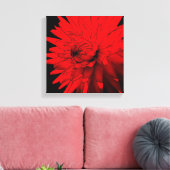Toile Rouge Hot Dahlia Fleur Art Abstrait (Insitu(Salon))