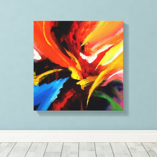 Toile Rouge jaune bleu Abstrait (Insitu (Plancher de Bois))